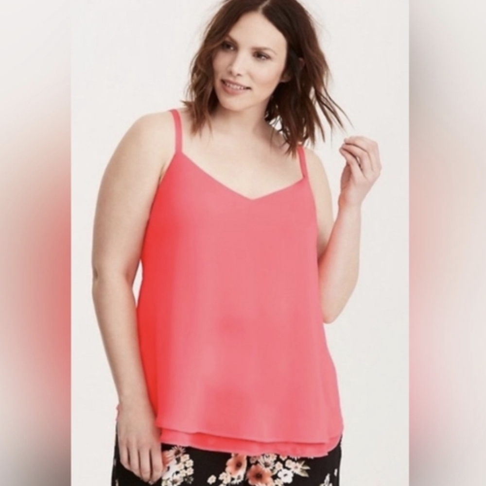 torrid Coral Pink V-Neck Double-Layer Cami
